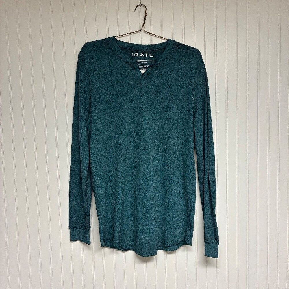The Rail Notch Neck Thermal T-Shirt Large Teal Heather Ribbed Casual Minimalist